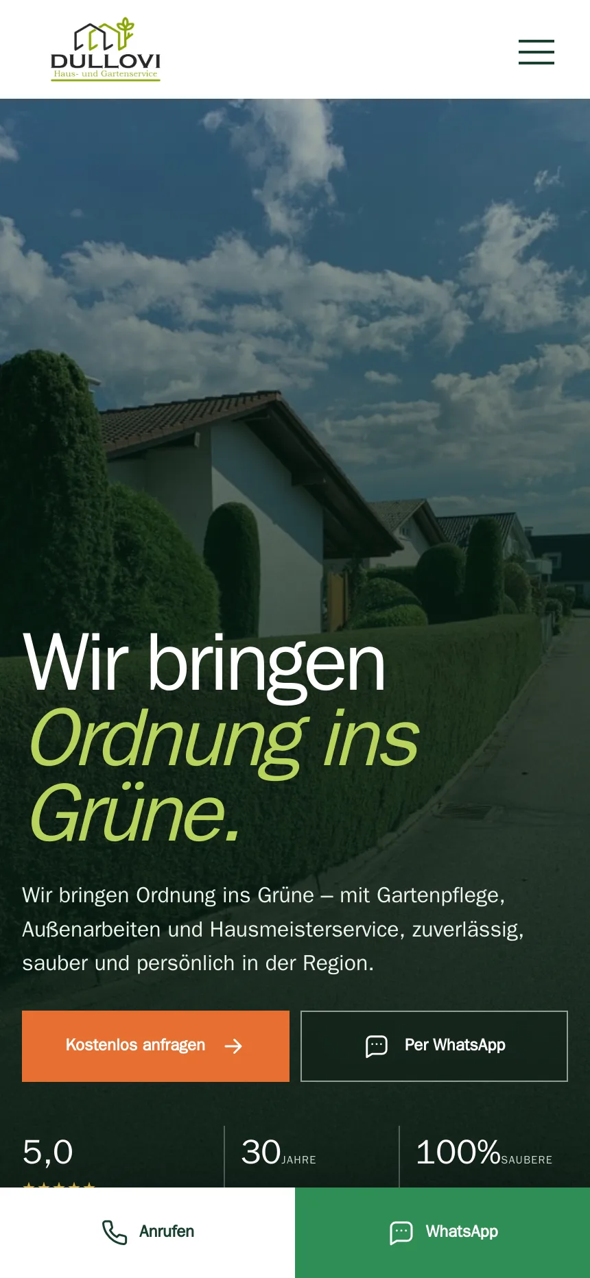 Startseite von dullovi.de am Handy